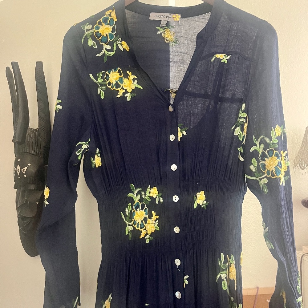 Figueroa & Flower Tiered, Embroidered Maxi-length Dress
